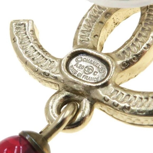 CHANEL CC Logos Multicolor Rhinestone Drop Stud Earrings Gold Tone - Picture 7 of 10